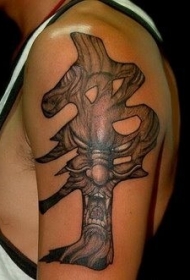 中国风龙印在汉字里纹身图案