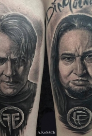 很酷的黑白男人画像字母纹身图案