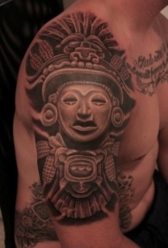 大臂黑灰风格滑稽的石像纹身图案