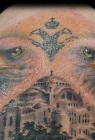 肩部彩色大古市老鹰纹身图片