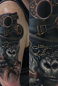 肩部现实主义风格逼真的大猩猩纹身图案