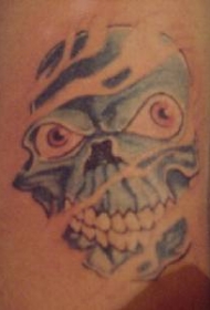 蓝色冰骷髅纹身图案