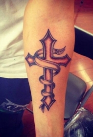 宗教丝带十字架纹身图案