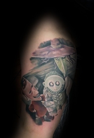 逼真的彩色各种卡通怪物纹身图案
