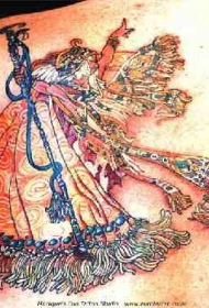 亚洲风格的仙女彩绘纹身图案