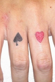 手指彩色纸牌字符纹身图案