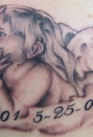 小天使和数字纹身图案