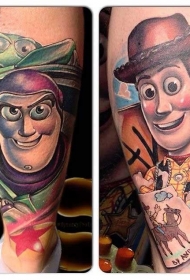 小腿彩色玩具总动员卡通肖像纹身图案
