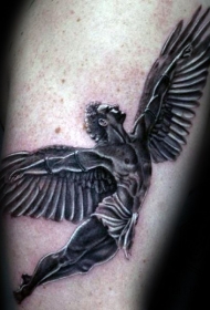 黑色飞翔伊卡洛斯简单纹身图案