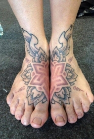 脚背大曼荼罗图腾纹身图案
