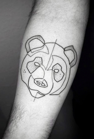 手臂素描风格黑色熊头像简约纹身图案