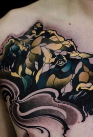 胸部个性彩色伤心的狗纹身图案