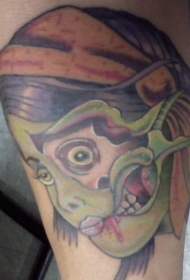 腿部彩色僵尸女孩纹身图片