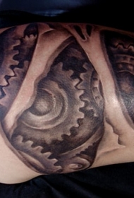 黑白齿轮机器人手臂纹身图案