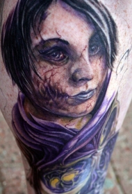 精致的僵尸脸纹身图案