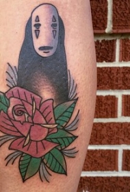 old school有趣的卡通无脸男和花朵纹身图案