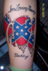 腿部彩色联邦国旗纪念纹身图案