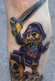 腿部彩色卡通小海盗纹身图片