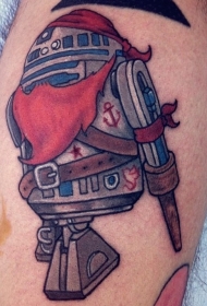 有趣的卡通海盗机器人纹身图案
