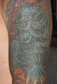 蓝色石像鬼纹身图案