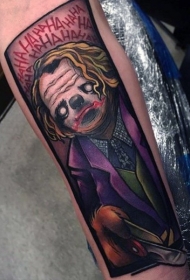 小臂有趣的卡通小丑字母彩色纹身图案