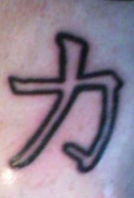 肩部黑色自制的文字纹身图案