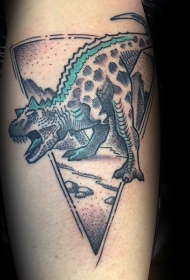 old school彩色恐龙纹身图案