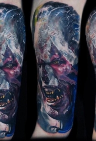 彩色兽人可怕肖像纹身图案