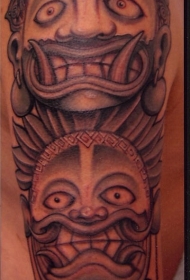亚洲部落风恶魔面具纹身图案