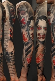 花臂恐怖风格的怪物纹身图案
