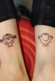 小腿卡通超级可爱的小人纹身图案