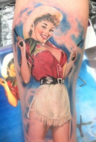 性感的牛仔美女纹身图案