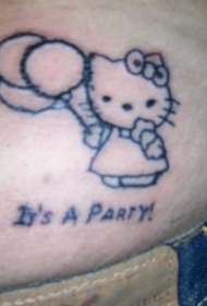 卡通凯蒂猫后腰纹身图案