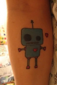 手臂可爱的灰色机器人纹身图案