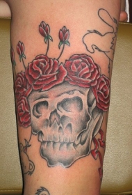 骷髅和玫瑰纹身图案