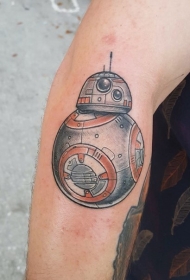 手臂漫画风格的彩色新机器人纹身图案