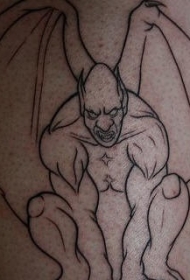 黑色的线条石像鬼纹身图案