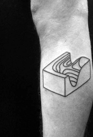 小腿黑色线条方块纹身图案