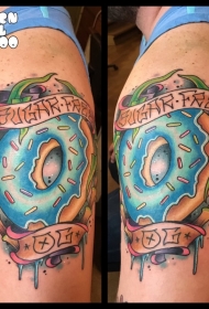 新的学校风格的彩色甜甜圈纹身