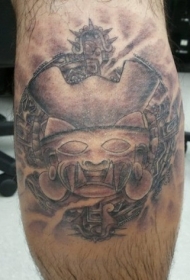 亚洲风格搞笑设计彩色武士面具纹身图案