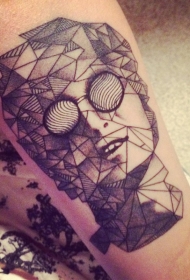 手臂几何风格的黑色约翰列侬肖像纹身图案