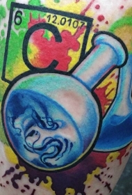 腿部彩色新的学校风格彩色化学锅纹身