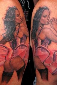 new school性感女人肖像纹身图案