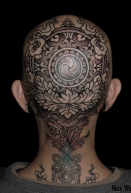 头部装饰风格黑灰的美丽饰品纹身图案