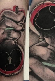 独特设计的婴儿形点刺纹身图案