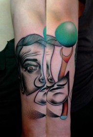 手臂彩色意大利肖像纹身图案