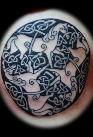 凯尔特结圆形马图腾纹身图案