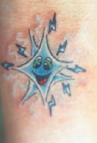 蓝色的卡通星星纹身图案