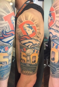 肩部新学校风格的彩色标志纹身