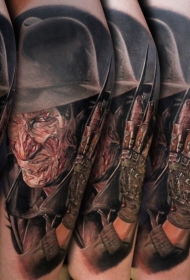 现实主义风格的彩色Fred Kruger肖像纹身